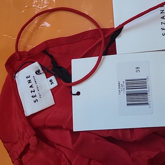 Nwt! Sezane Debby silk top red - Picture 6 of 7